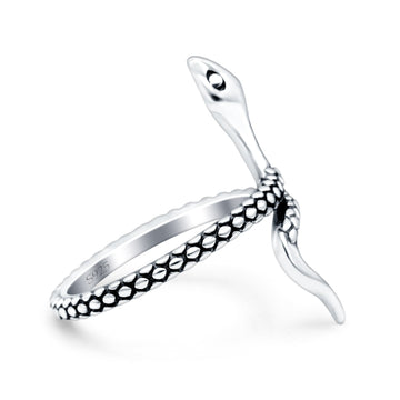 Snake Oxidized Band Solid 925 Sterling Silver Thumb Ring (25mm)